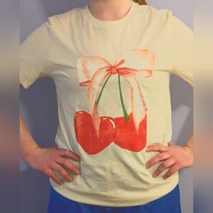 Valentine-inspired cotton T-shirt, cream background, M, XL, 3X